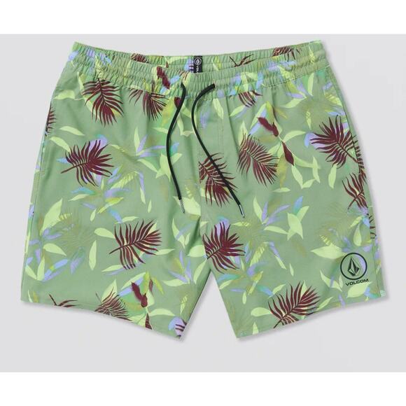 Volcom Men’s Med Manic Boarding Shorts -Basil - Picture 1 of 6
